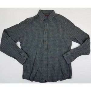 UNTUCKit Shirt Medium Gray Mens 100% Linen Long Sleeves Button Up Plaid B36